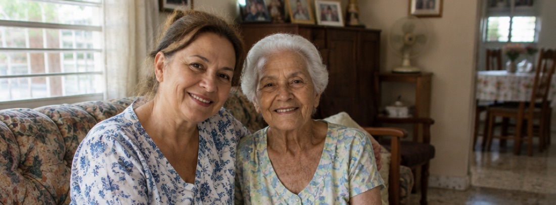A family caring for a loved one at home in Florida