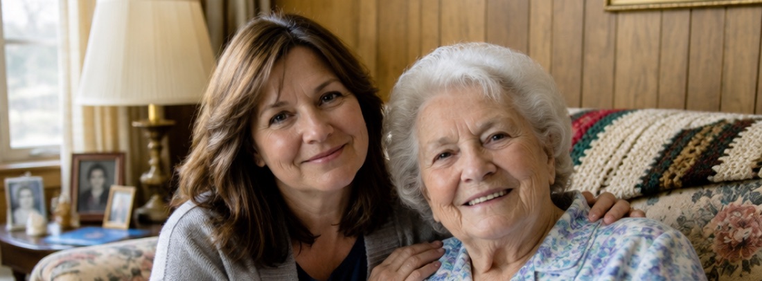 A family caring for a loved one at home in Iowa